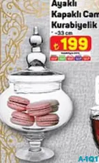 PAŞABAHÇE AYAKLI KAPAKLI CAM KURABİYELİK 33 CM